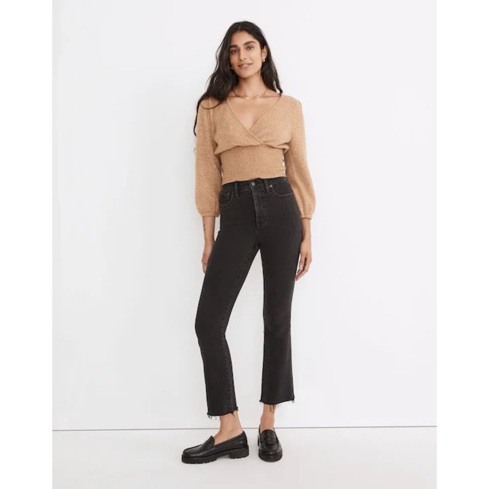 Madewell Cali Demi-Boot Jeans High-Rise Raw Hem Faded Black Size 29P